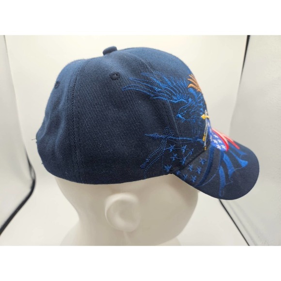 Patriotic American Flag Baseball Cap USA Eagle Flag Blue Golden Lion Adjustable - Picture 6 of 9